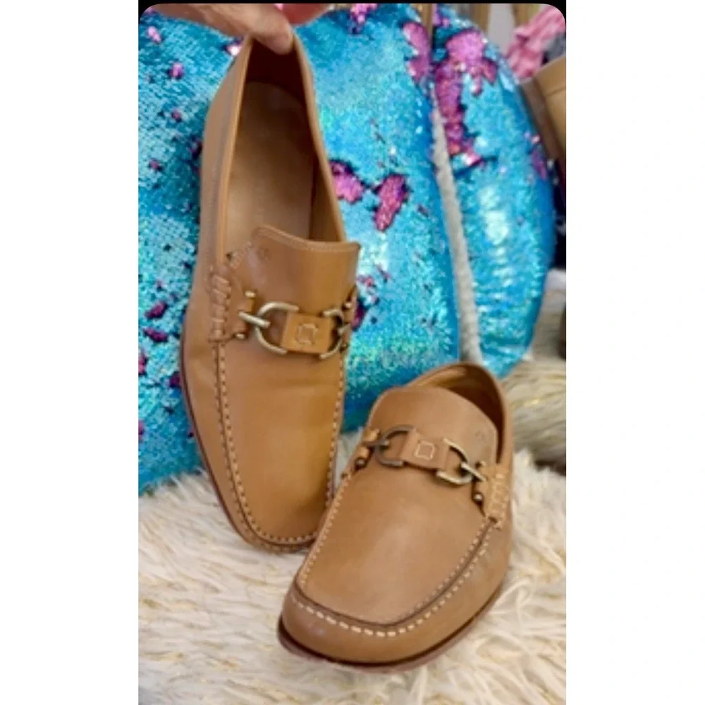Donald J Pliner Men's Dacio Dipped Calf Loafer Saddle Tan Brown Size 11